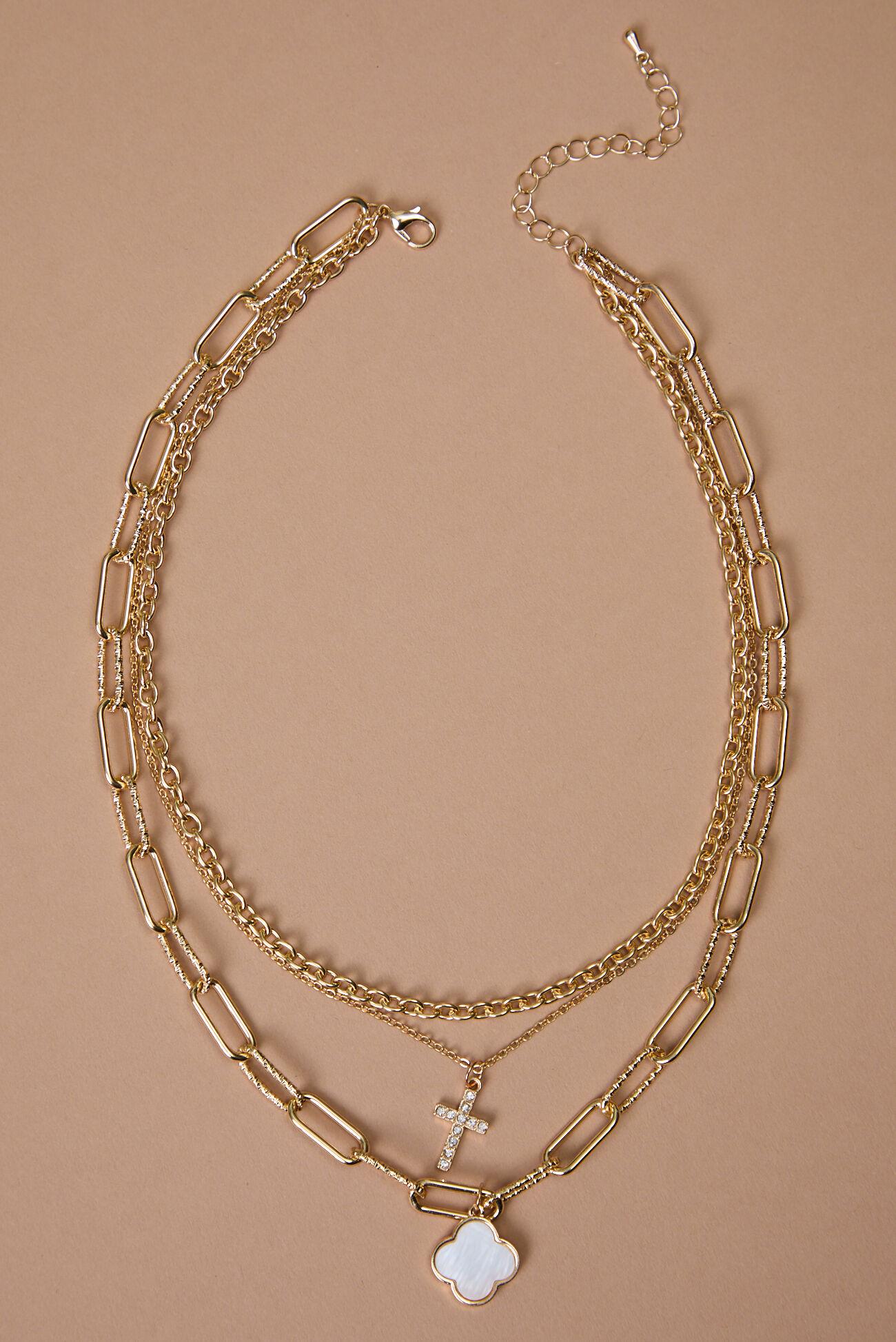 Mother Of Pearl Clover Layered Necklace Product Image