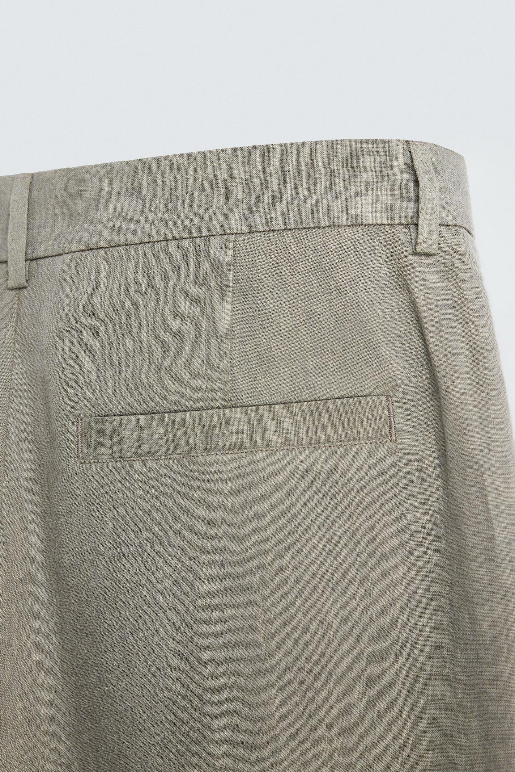 100% WASHED LINEN SUIT PANTS Product Image