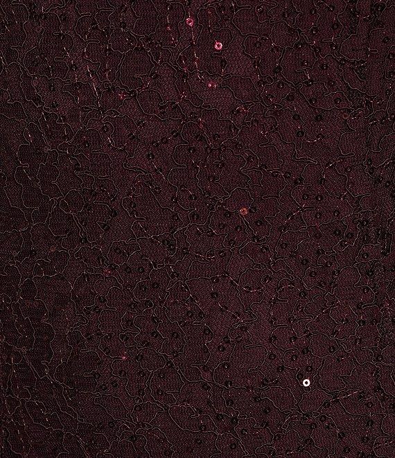 Ignite Evenings Round Neck Short Sleeve Sequin Lace Midi Dress Product Image