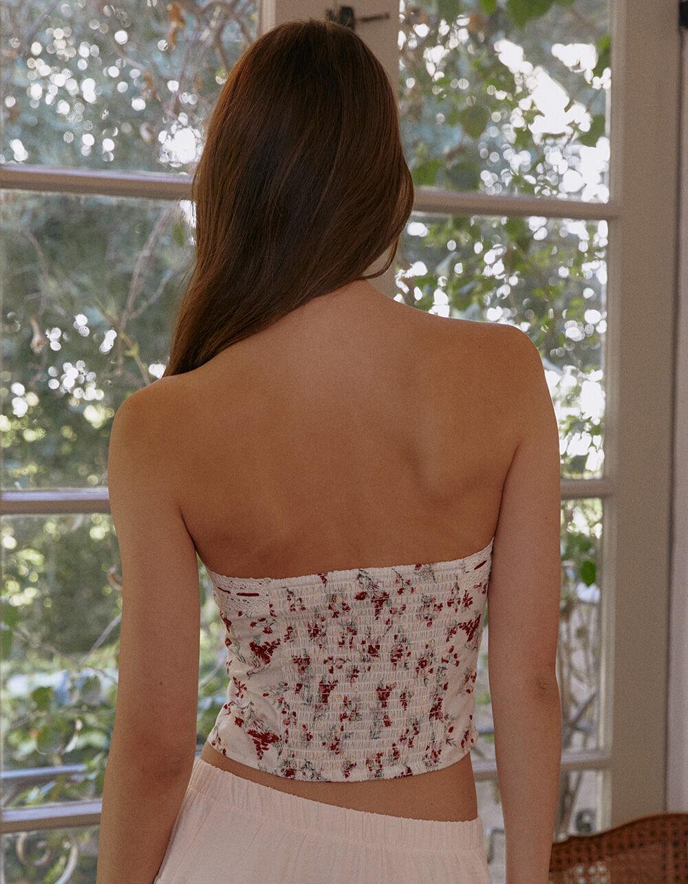 WEST OF MELROSE Printed Eyelet Womens Tube Top - Cream Combo Product Image