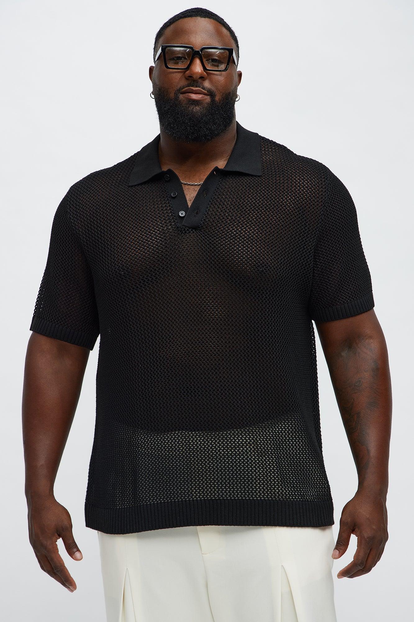 Vacation Me Please Open Knit Polo - Black Product Image
