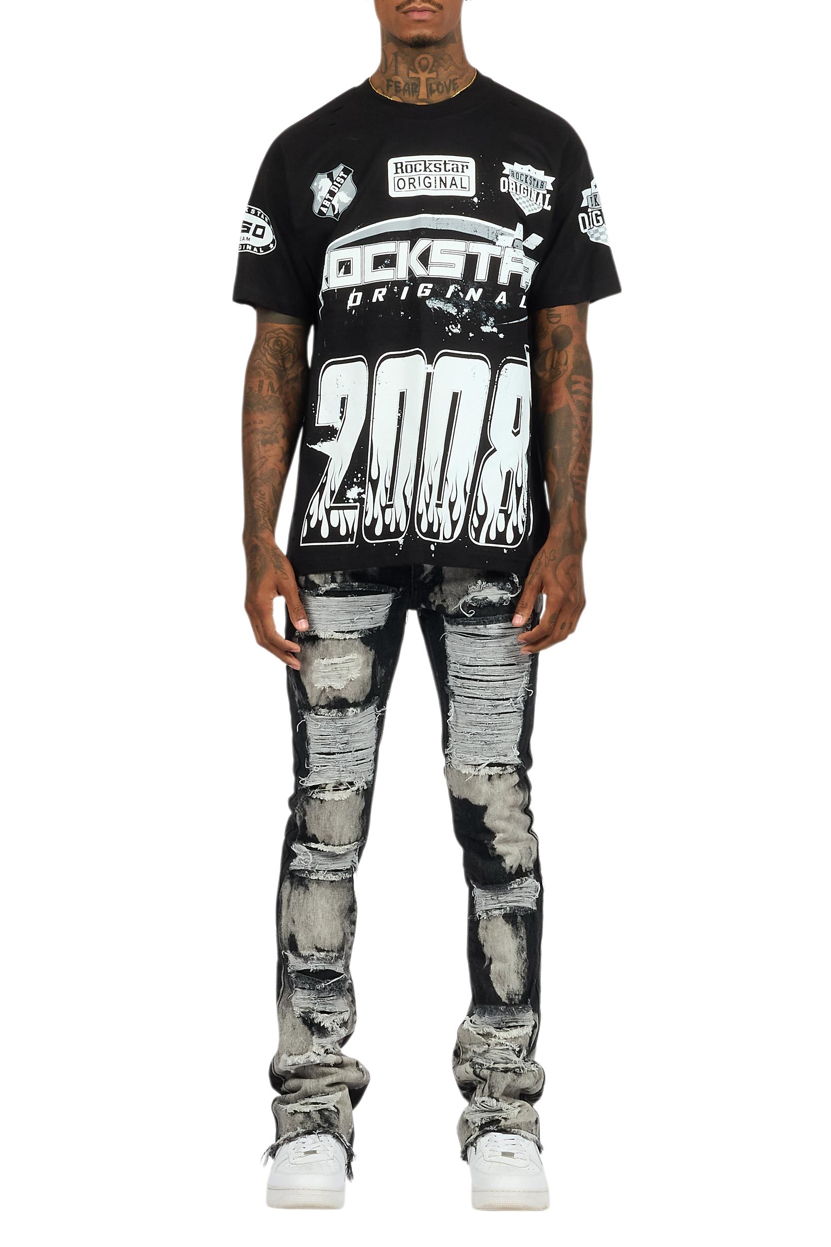 Amos Black T-Shirt/Stacked Flare Jean Bundle Male Product Image