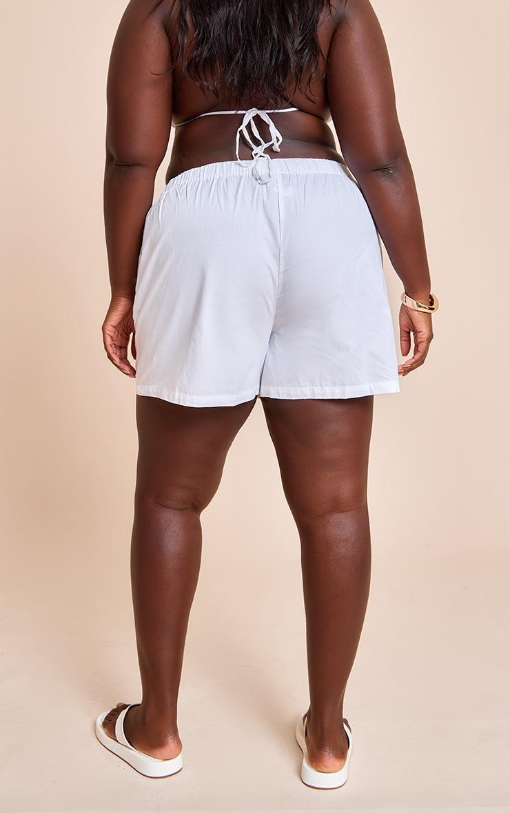 Plus White Floaty Poplin Shorts Product Image