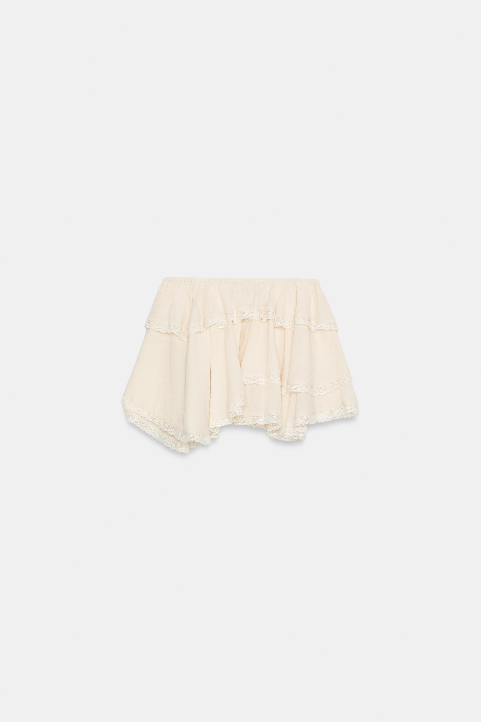 LACE RUFFLED MINI SKIRT Product Image
