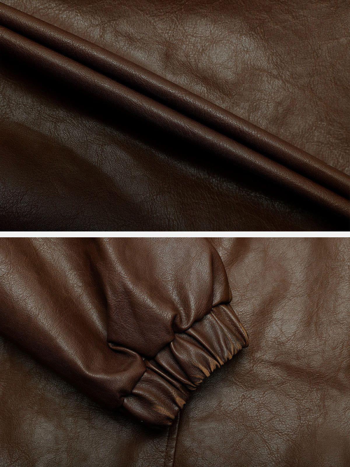 Aelfric Eden Line Patchwork Faux  Leather Jacket Product Image