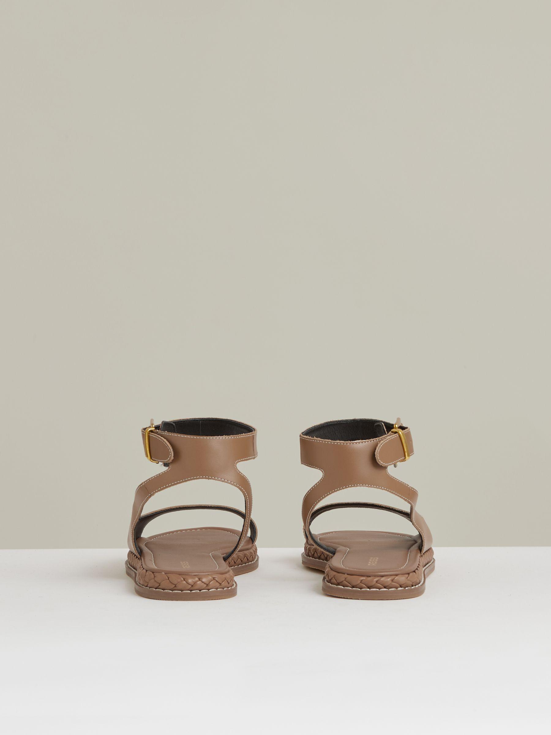 Leather Plait Detail Sandals in Tan Product Image