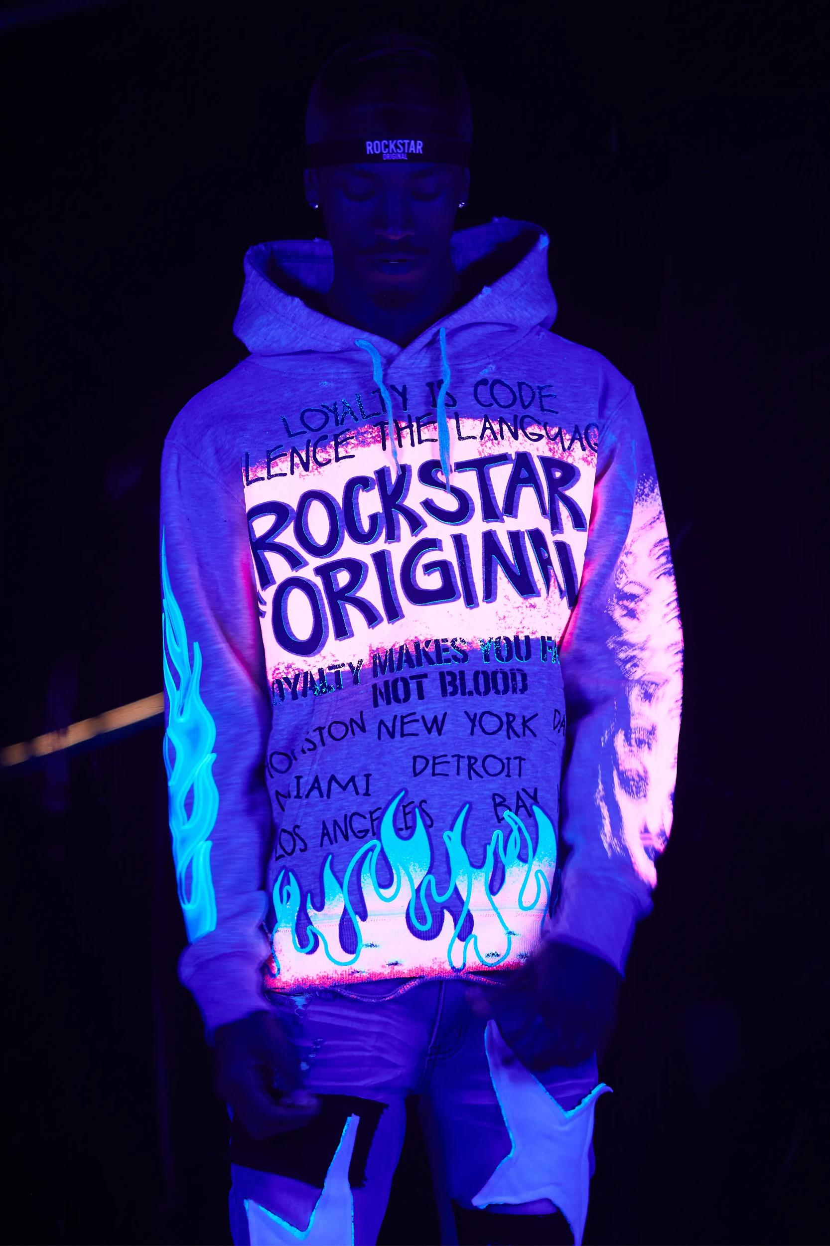 Beno Heather Grey Distressed Graphic Hoodie Male Product Image