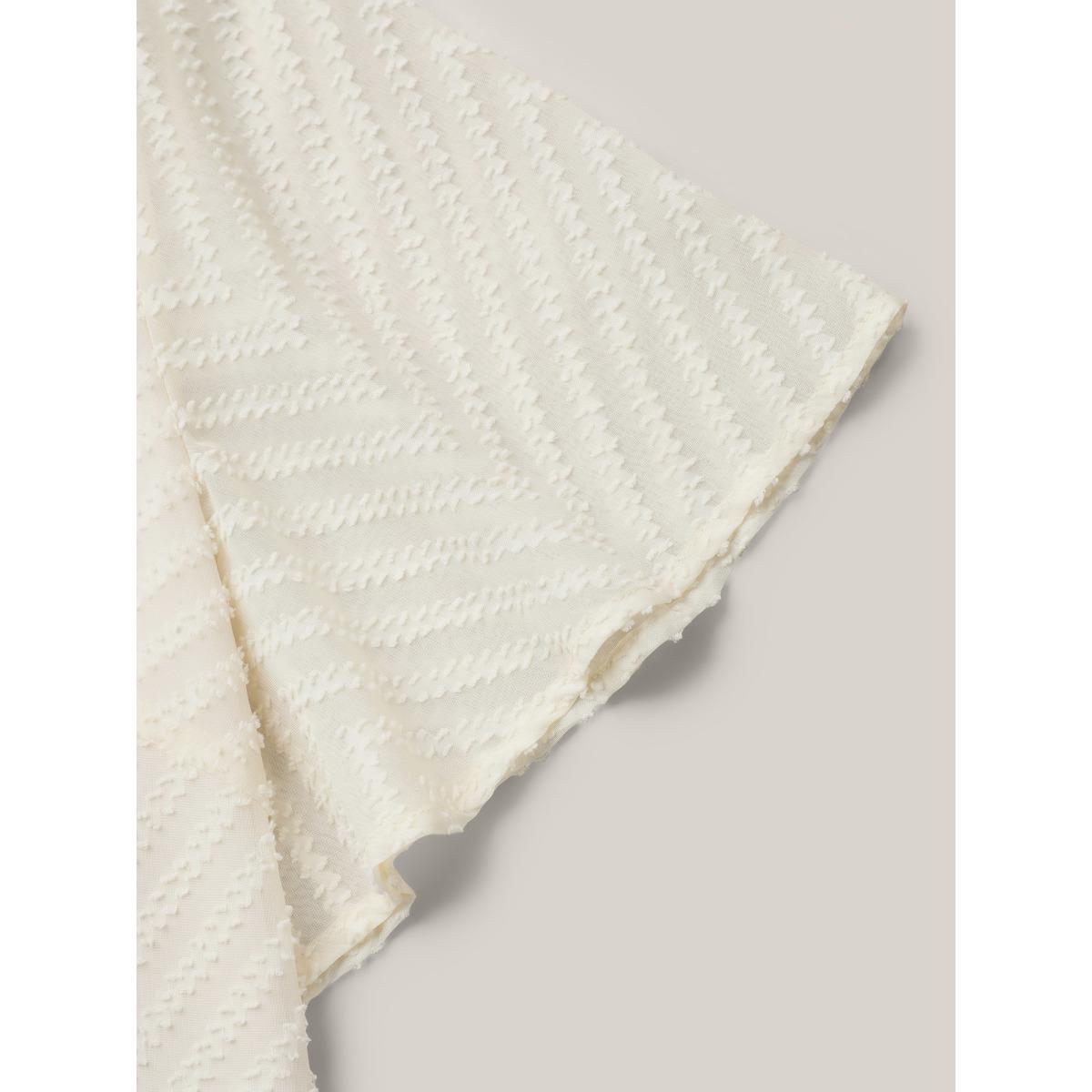 Plus Size Ivory Textured Sheer Ruffled Sleeve Blouse Women Timeless Short sleeve V-neck Elegant Blouses BloomChic 22-24/3X Product Image