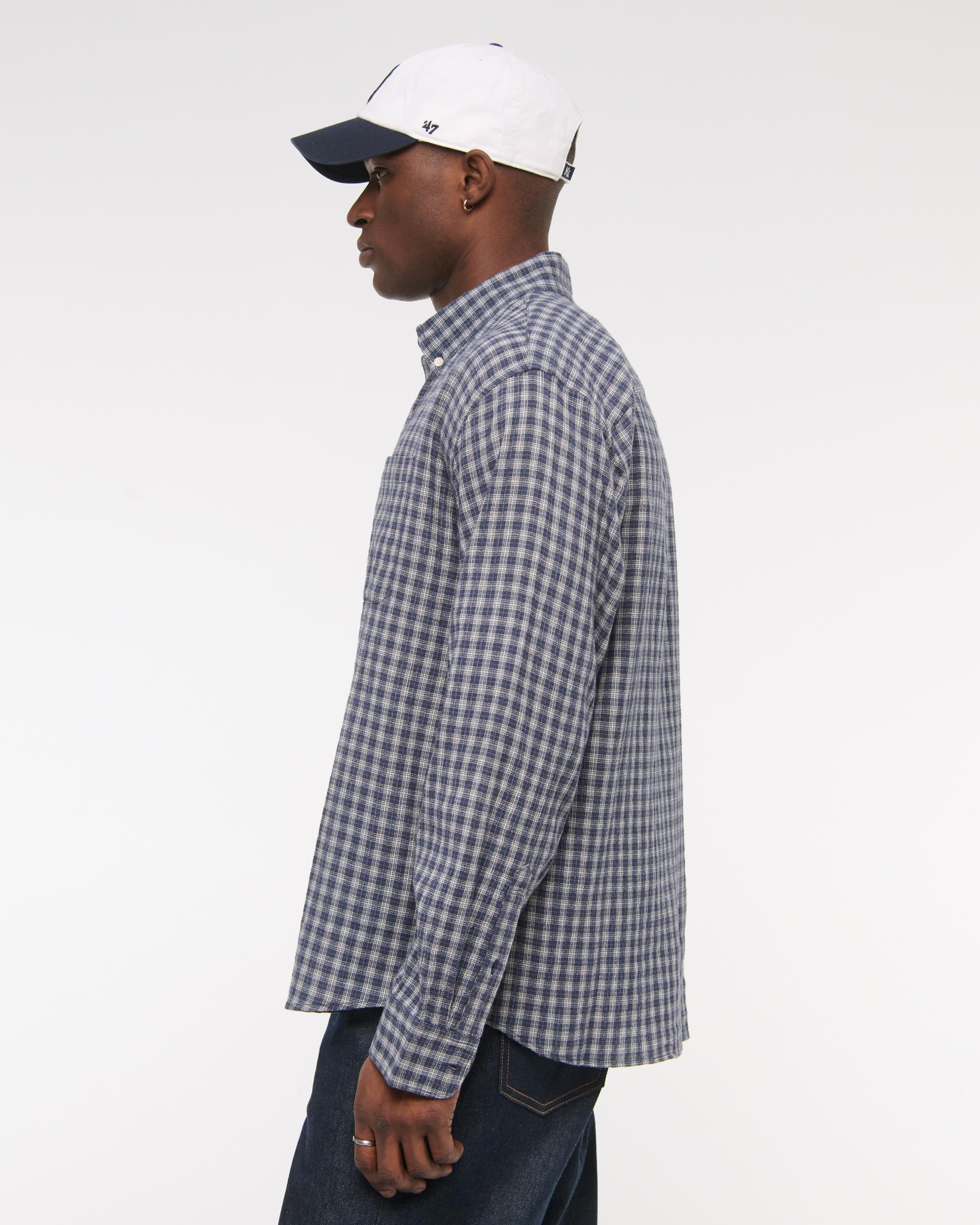 Long-Sleeve Plaid Button-Up Shirt Product Image