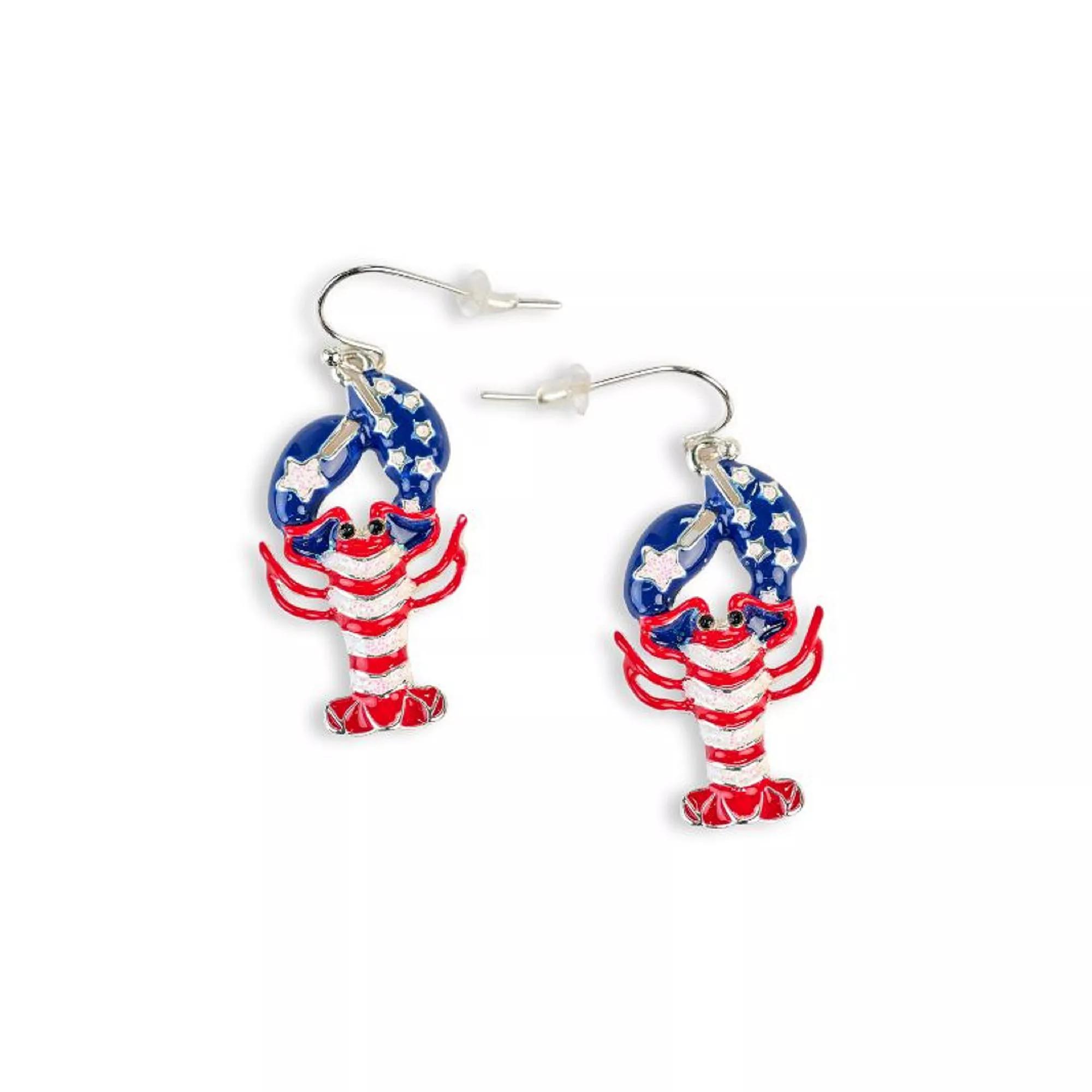 Celebrate Together™ Americana Silver Tone Patriotic Lobster Drop Earrings, Women's, Multi Product Image
