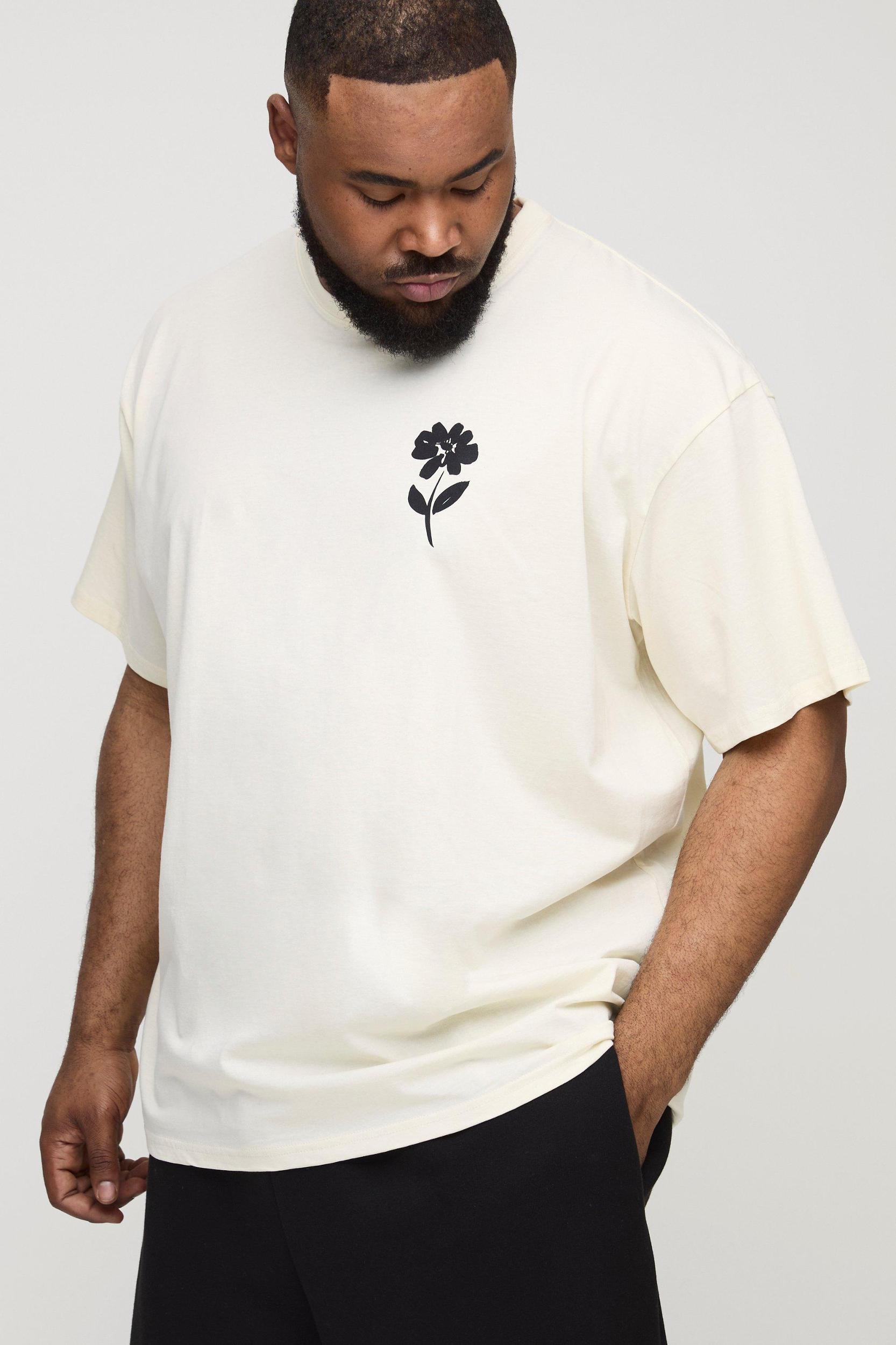 Plus Floral Graphic Oversized T-Shirt | boohooMAN USA Product Image