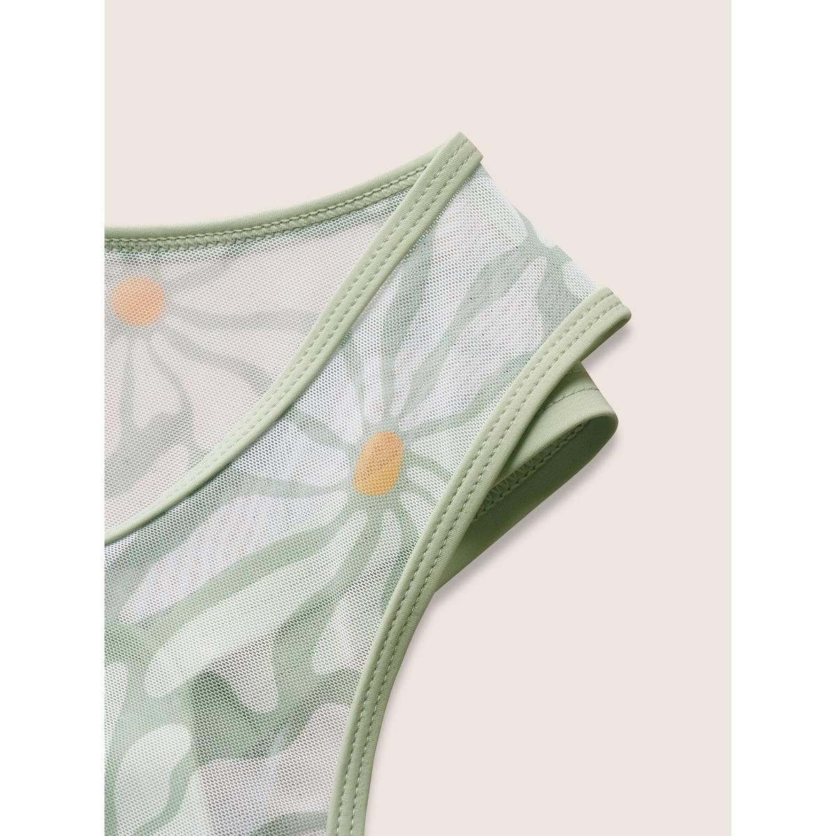 Plus Size Sun Print U Neck See Through Gathered Swim Dress Women's Swimwear Palemauve Beach Bodycon U-neck High stretch Curve Swim Dresses BloomChic 18-20/2X Product Image