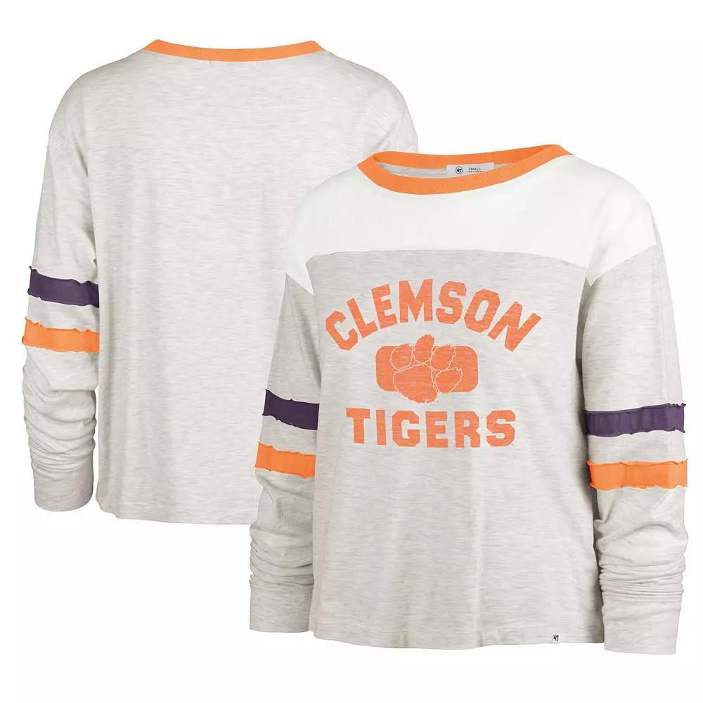 Women's '47 Oatmeal Clemson Tigers All Class Lena Long Sleeve T-Shirt,  Product Image