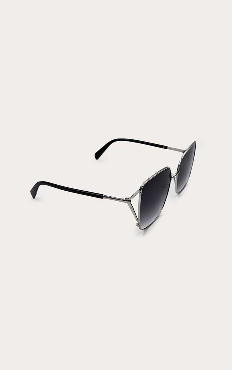 Silver Oversized Square Metal Frame Sunglasses Product Image