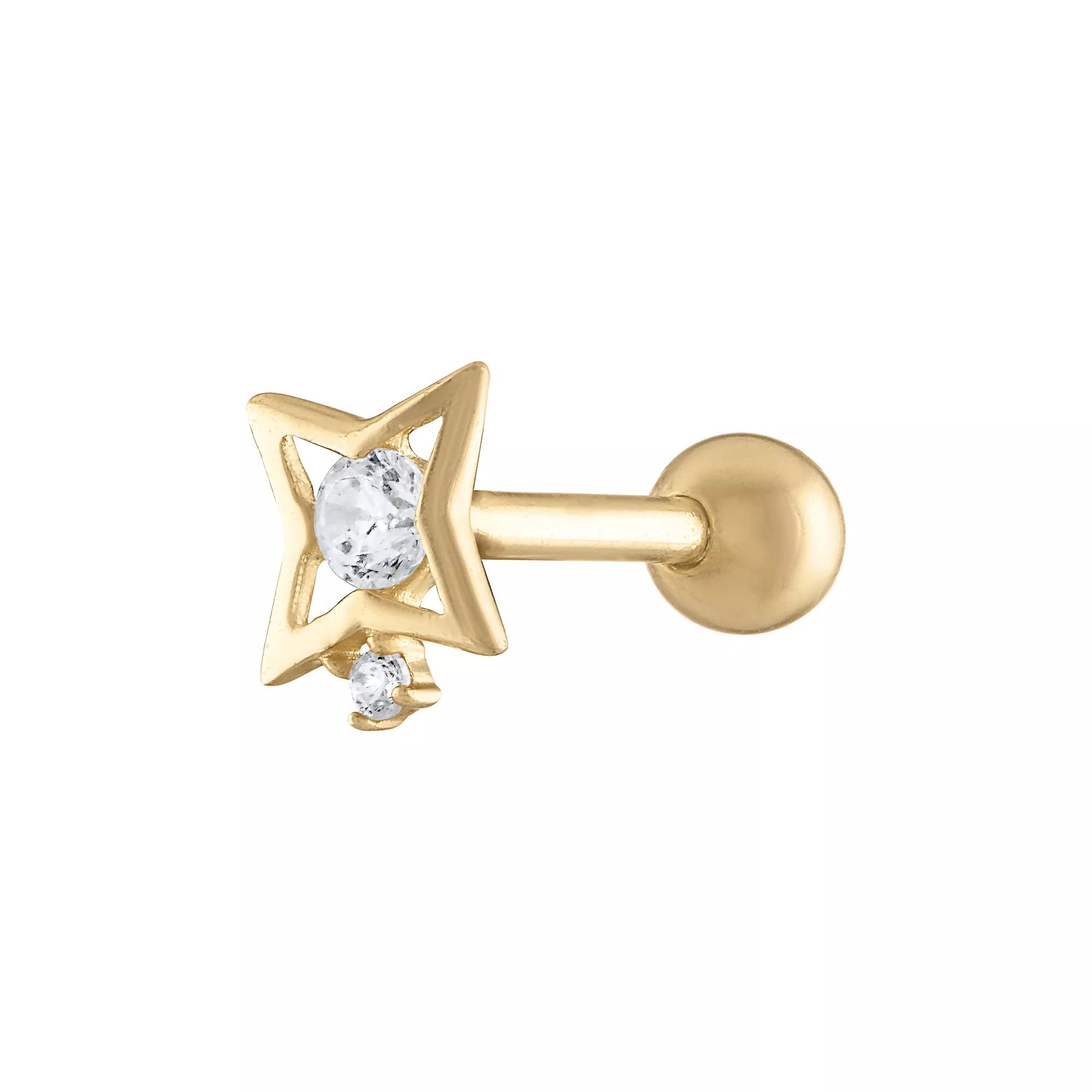 Amella Jewels 10k Gold Cubic Zirconia Star Cartilage Earring, Women's Product Image