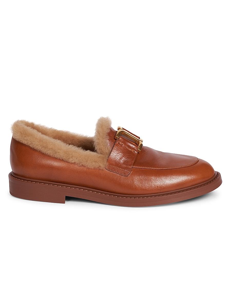 Womens Marcie Shearling-Trimmed Leather Loafers Product Image