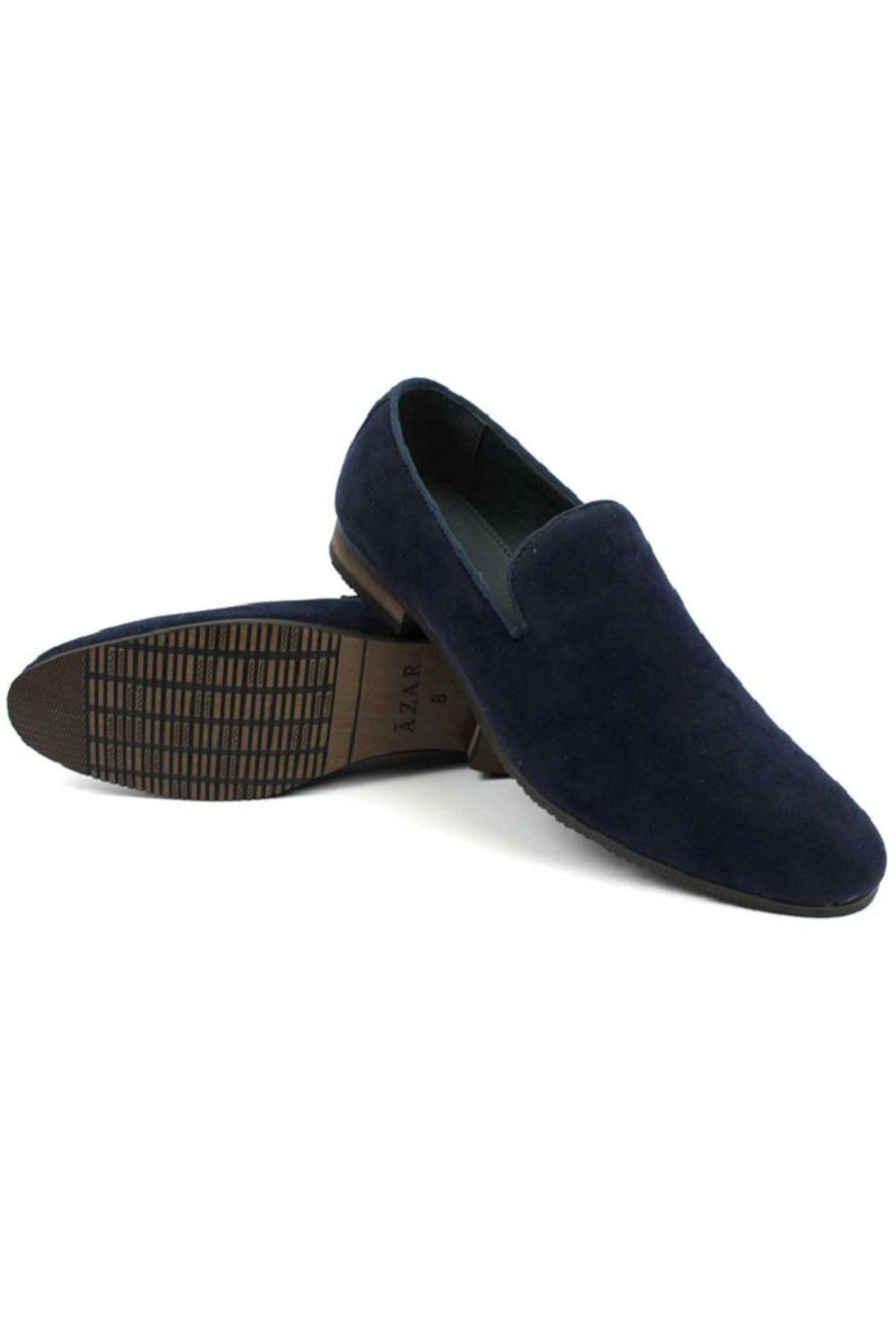 Navy Blue Suede Slip On Dress Shoes Product Image