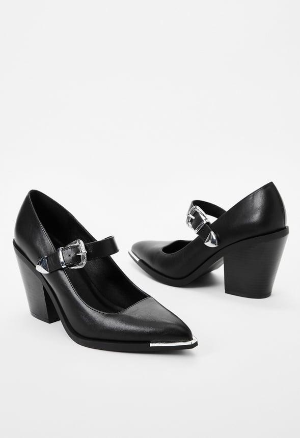 JustFab Margaux Platform Loafer Pump Womens Black/ White Size 8.5 Product Image