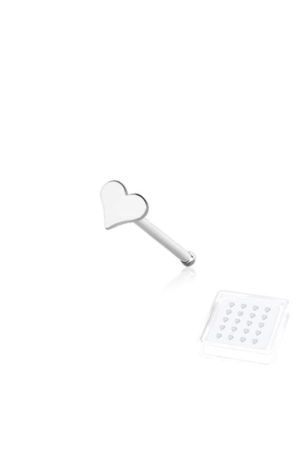 Heart Flat Head 316L Surgical Steel Nose Bone Ring Product Image