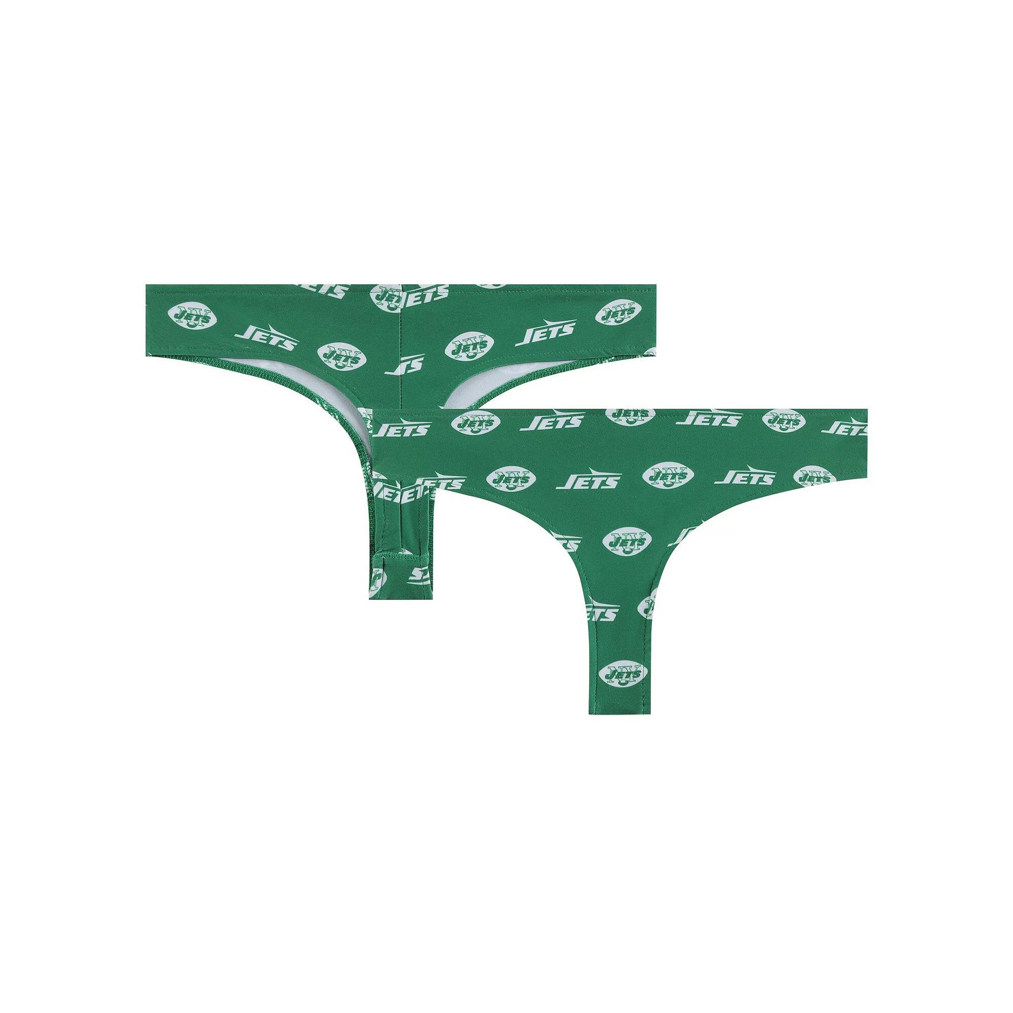 Women's Concepts Sport Green New York Jets Record Allover Print Knit Thong, Size: XL Product Image