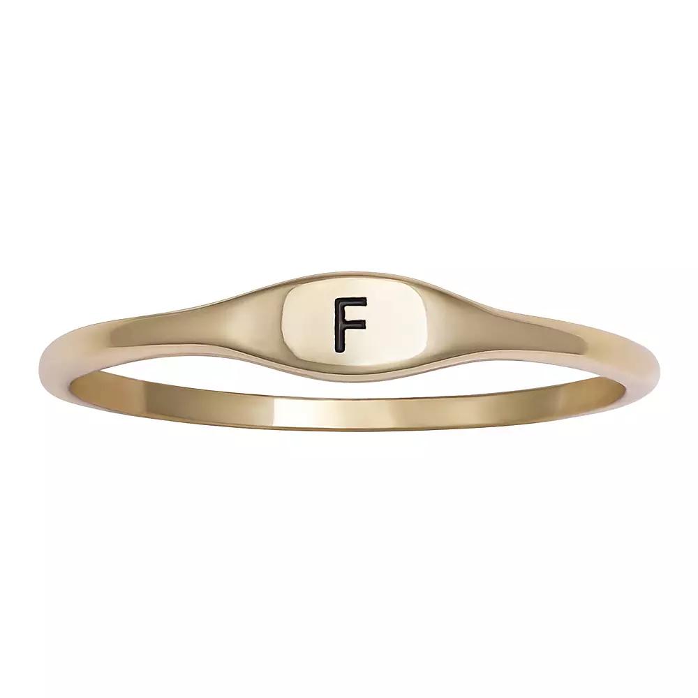 PRIMROSE Polished Oval Oxidized Initial Ring, Womens Gold Tone L Product Image