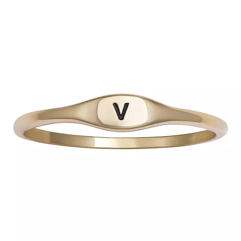 PRIMROSE Polished Oval Oxidized Initial Ring, Womens Gold Tone S Product Image