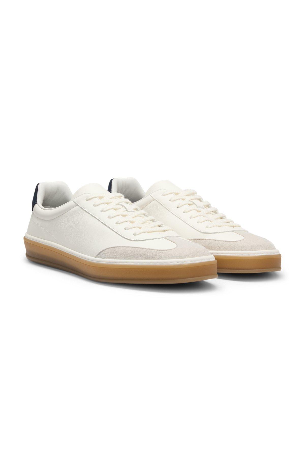 BOSS - BECKHAM x BOSS leather trainers with suede trims - White Product Image