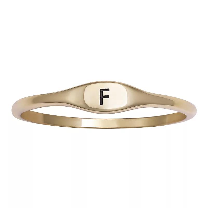 PRIMROSE Polished Oval Oxidized Initial Ring, Womens Gold Tone L Product Image