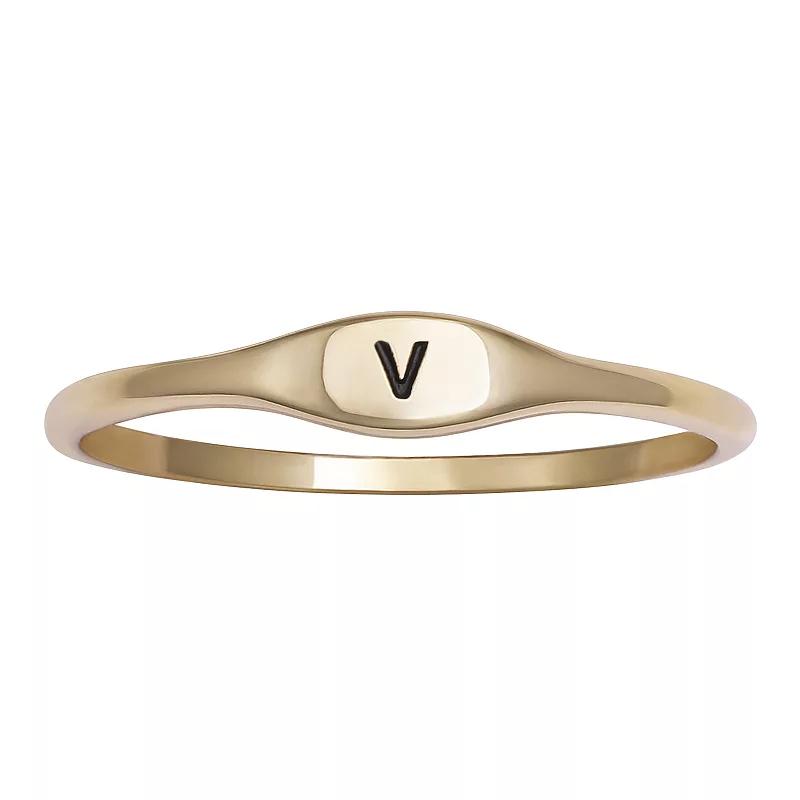 PRIMROSE Polished Oval Oxidized Initial Ring, Womens Gold Tone S Product Image