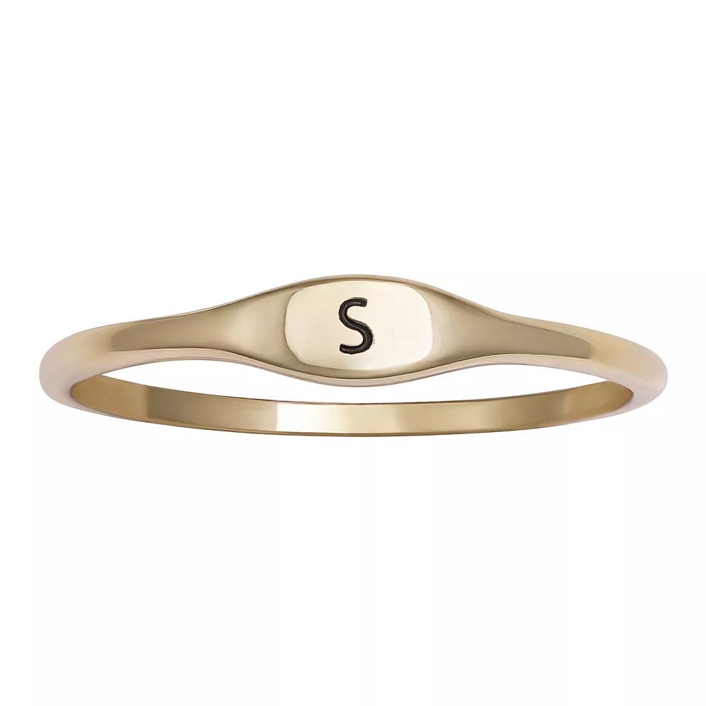 PRIMROSE Polished Oval Oxidized Initial Ring, Womens Gold Tone S Product Image