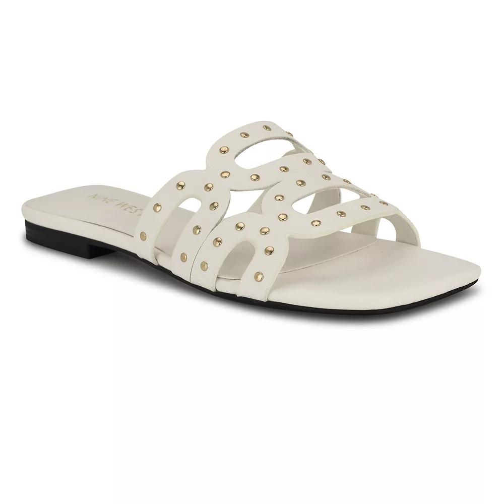 Nine West Mckinna Women's Slip-On Square Toe Flat Sandals, Size: 5.5, White Product Image