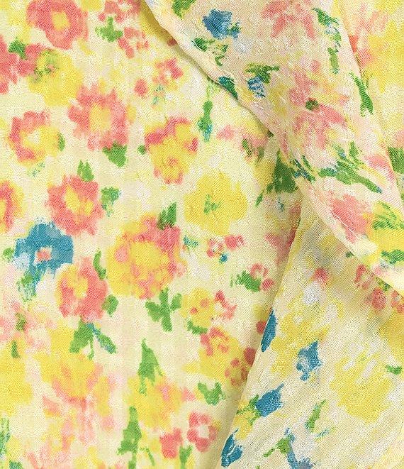 Investments Riley Woven Sunshine Clustered Buds Cascading Ruffle V-Neck 3/4 Sleeve Top Product Image