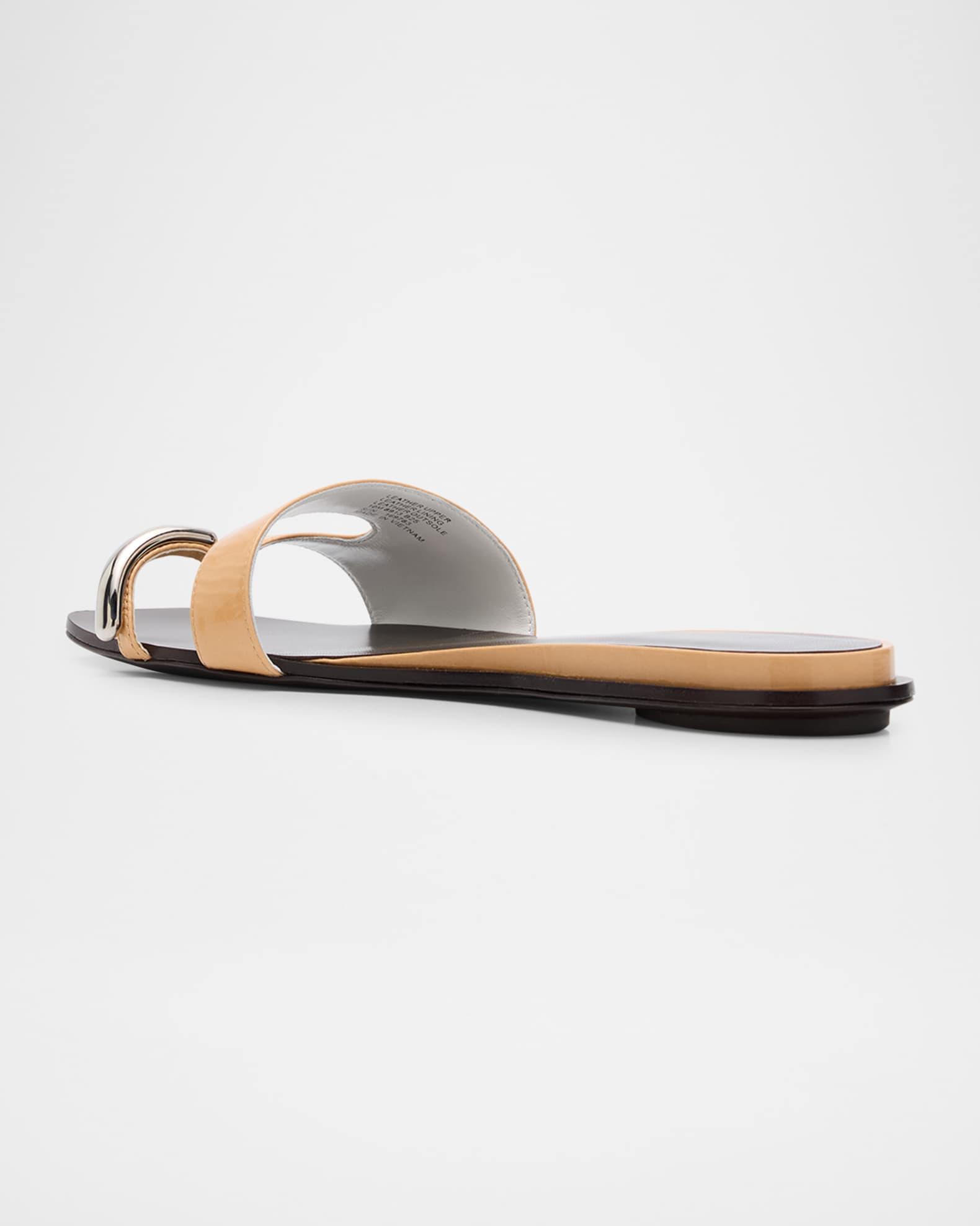 Pierced Leather Toe Ring Flat Sandals Product Image