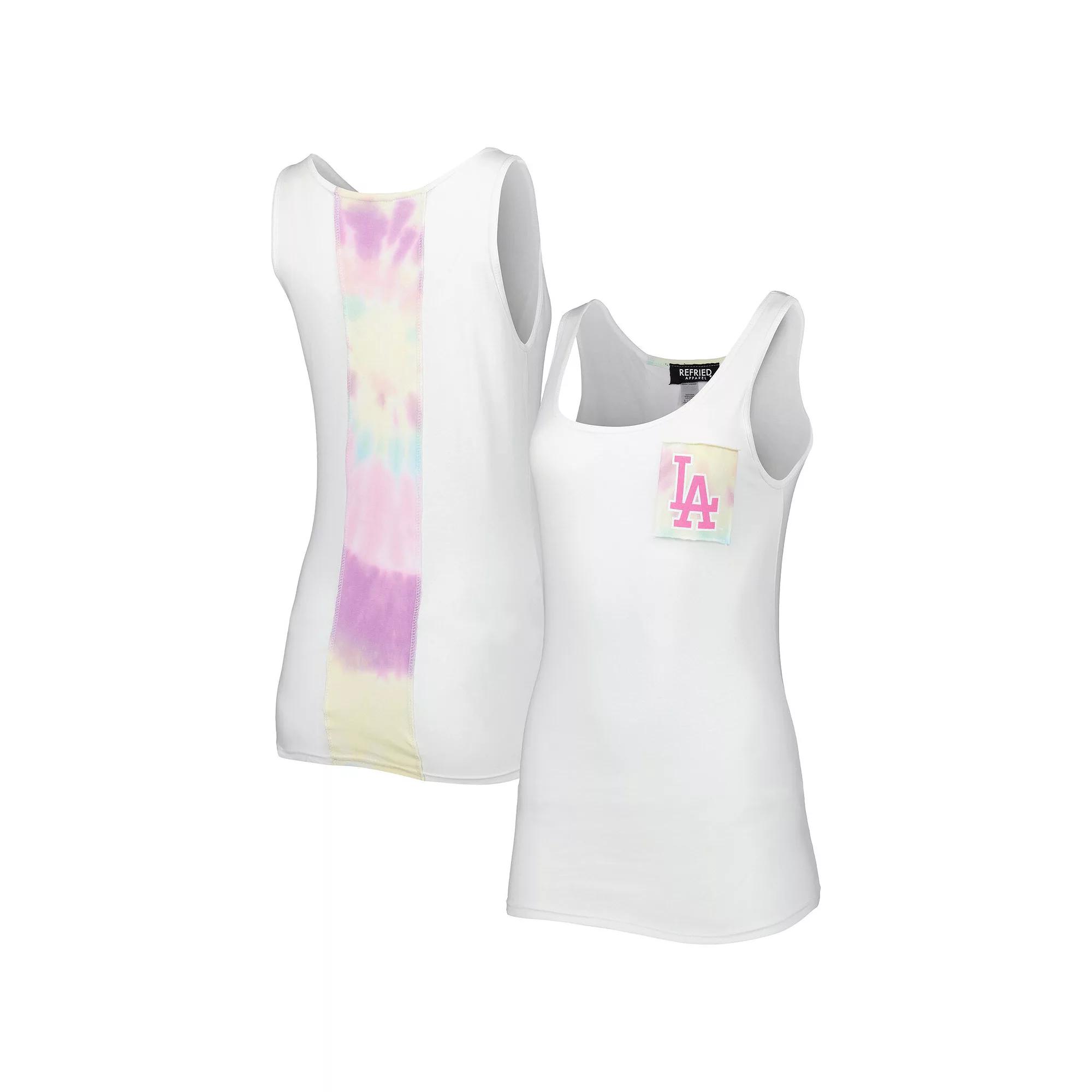 Women's Refried Apparel White Los Angeles Dodgers Tie-Dye Tank Top,  Product Image