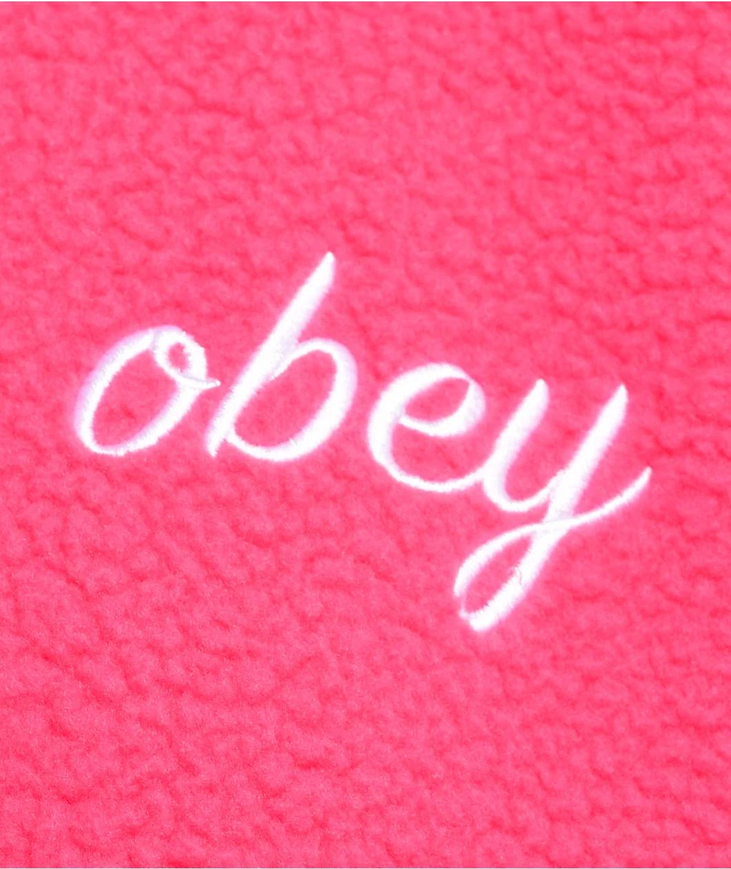 Obey Script Pink Sherpa Hoodie Product Image