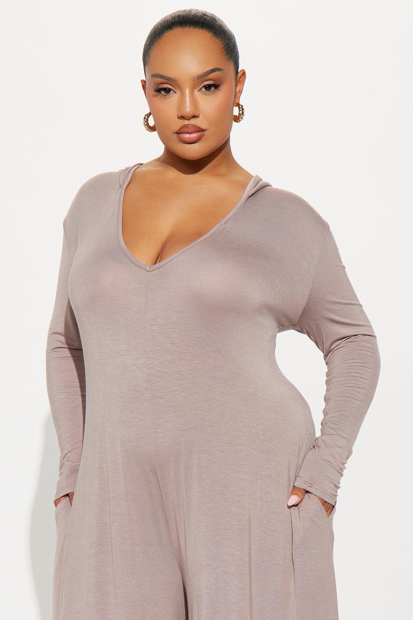 Haven Hooded Wide Leg Long Sleeve Jumpsuit - Mocha Female Product Image