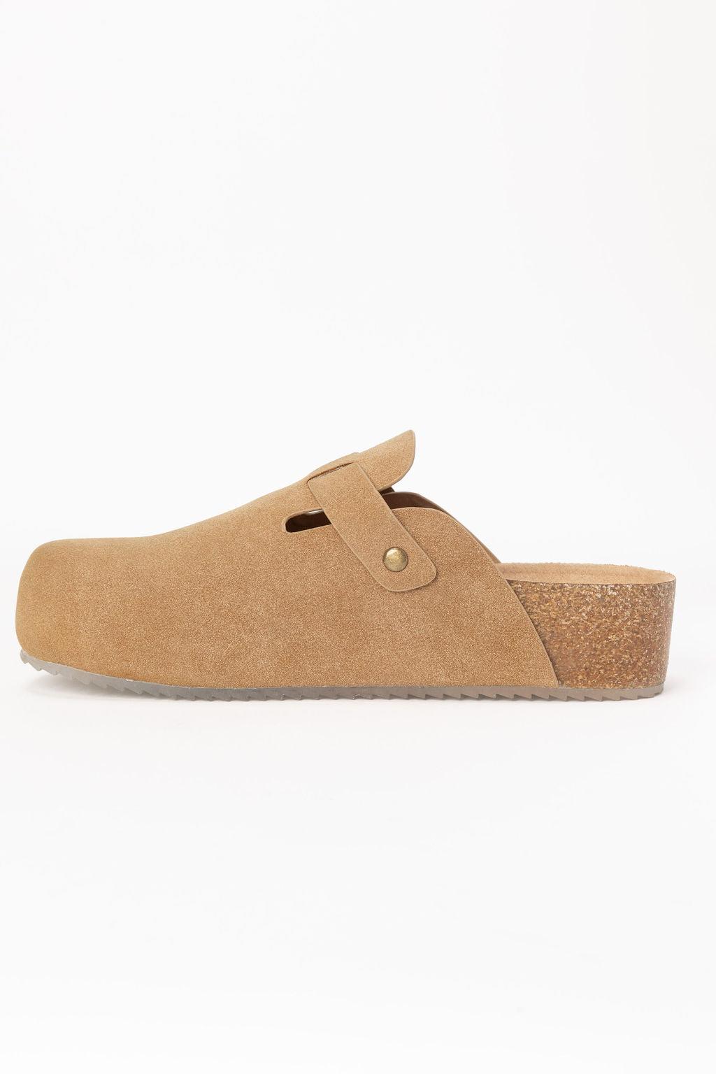 Elyse Suede Taupe Clogs FINAL SALE Product Image