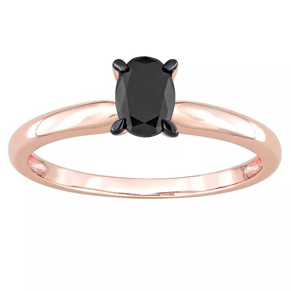 Stella Grace 14k Rose Gold 1/2 Carat T.W. Oval Cut Black Diamond Solitaire Engagement Ring, Womens Product Image