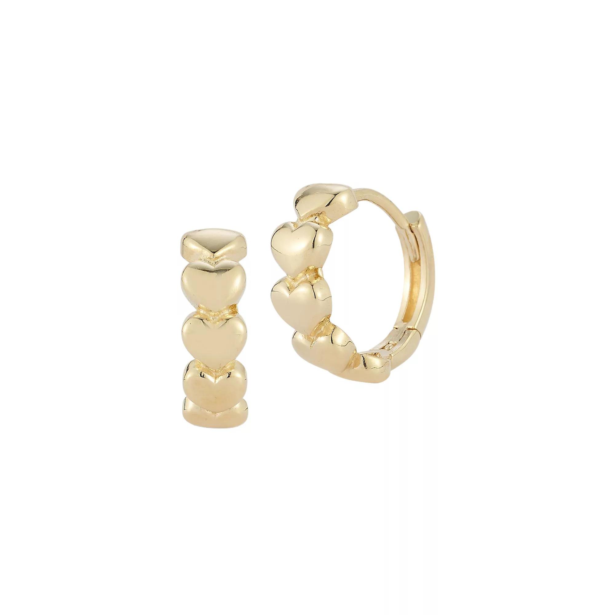 LUMINOR GOLD 14k Gold Heart Huggie Hoop Earrings, Women's Product Image