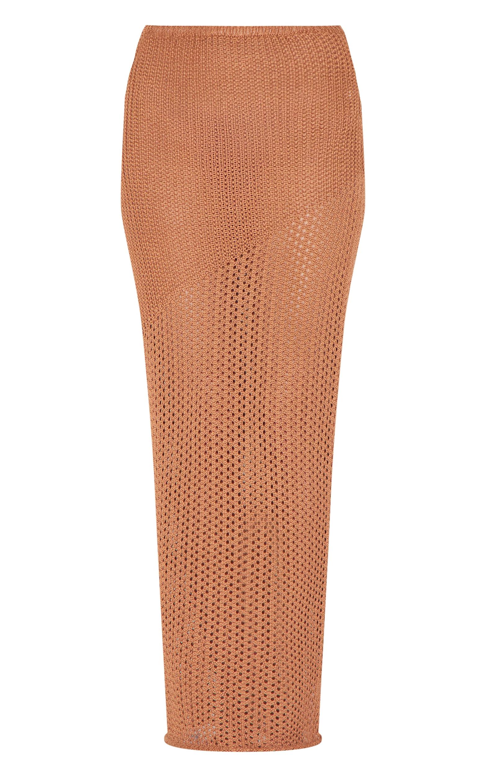Brown Crochet Maxi Beach Skirt Product Image