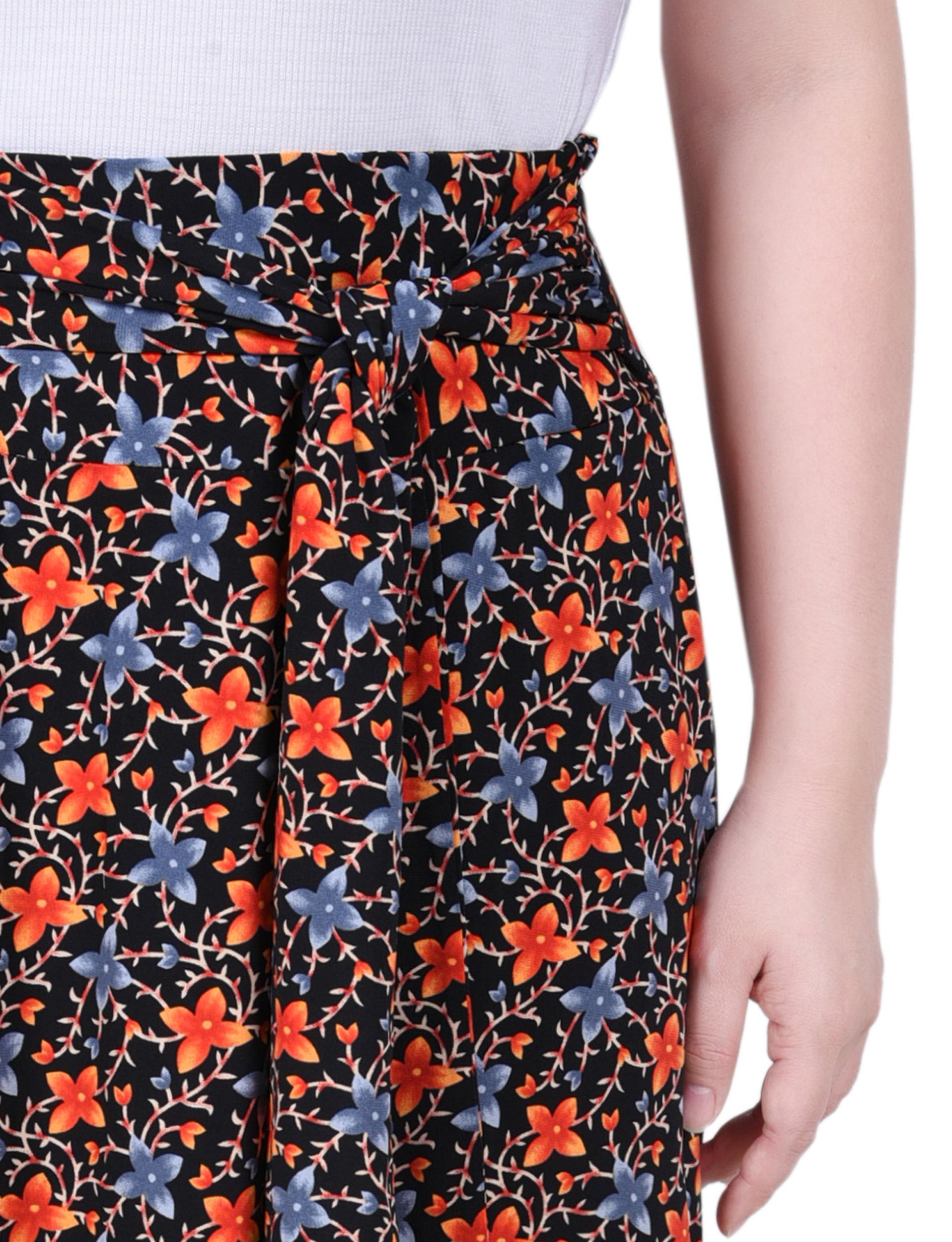 Black Orange Floral Maxi Skirt With Sash Waist Tie Product Image