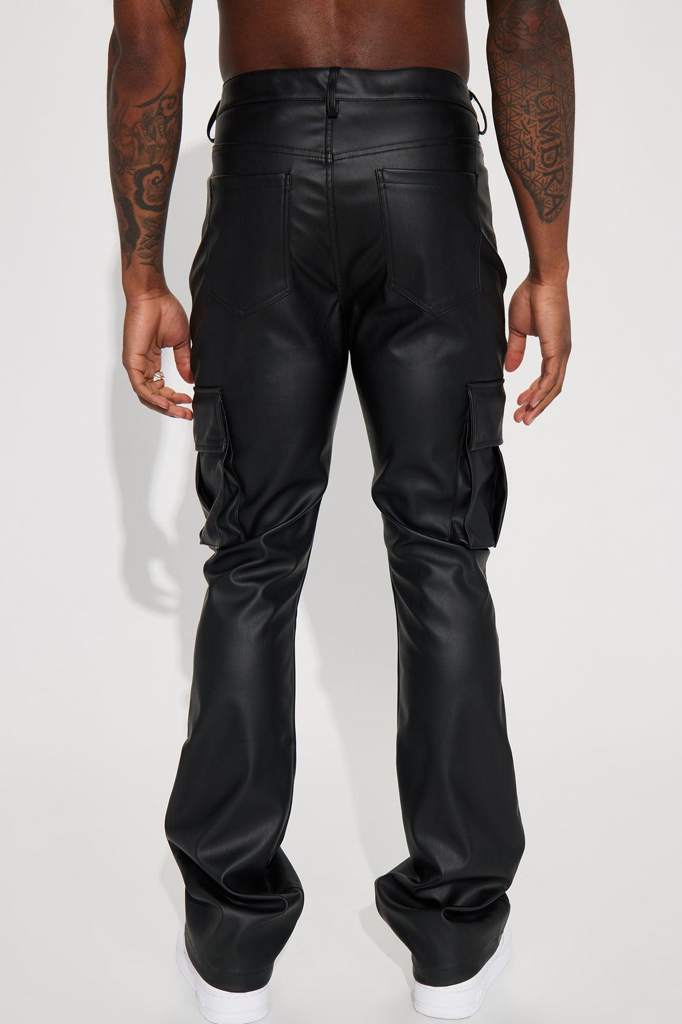 Rule Breaker Faux Leather Stacked Skinny Flared Pants - Black Product Image