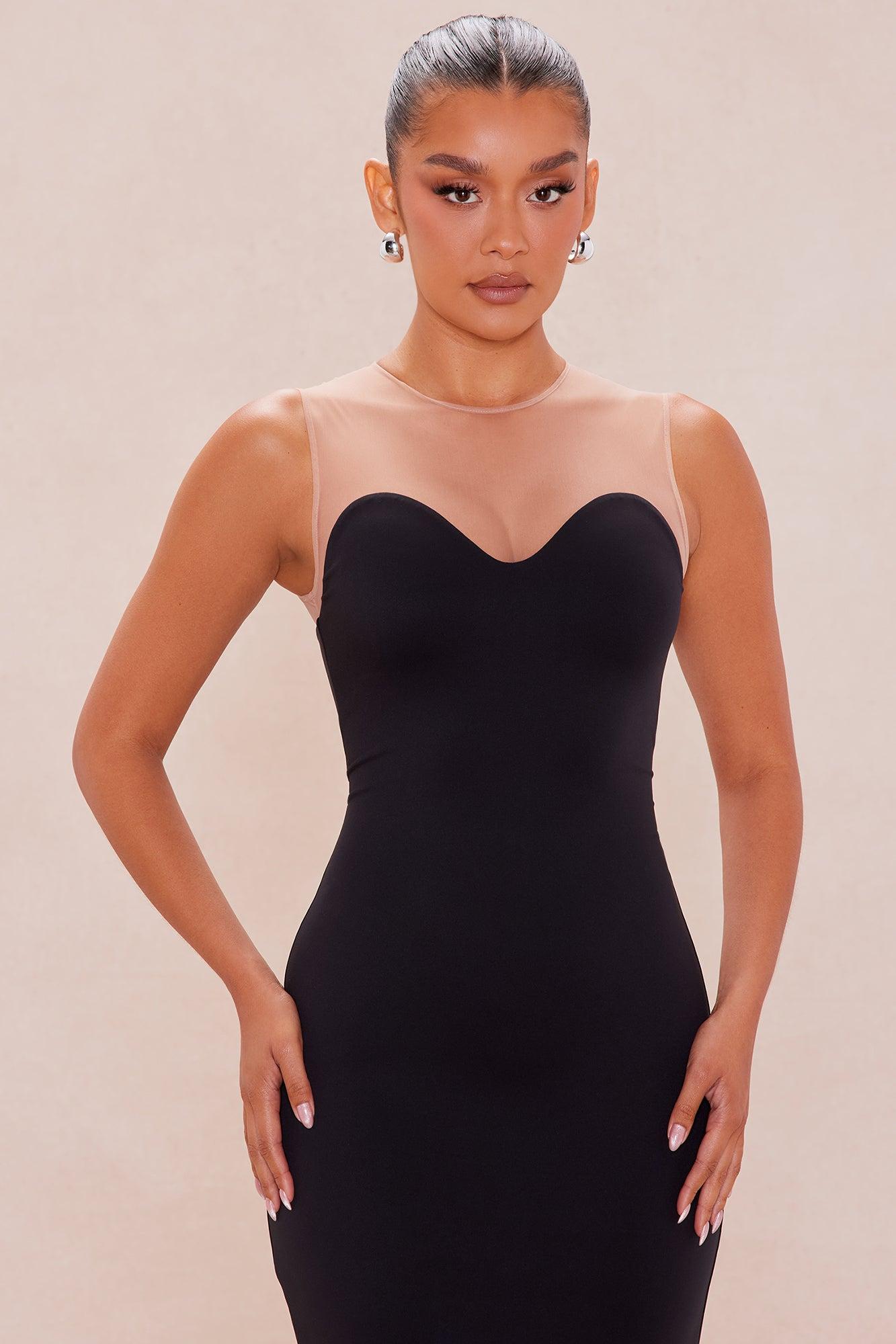 Michelle Mesh Cut Out Midi Dress - Black Female Product Image