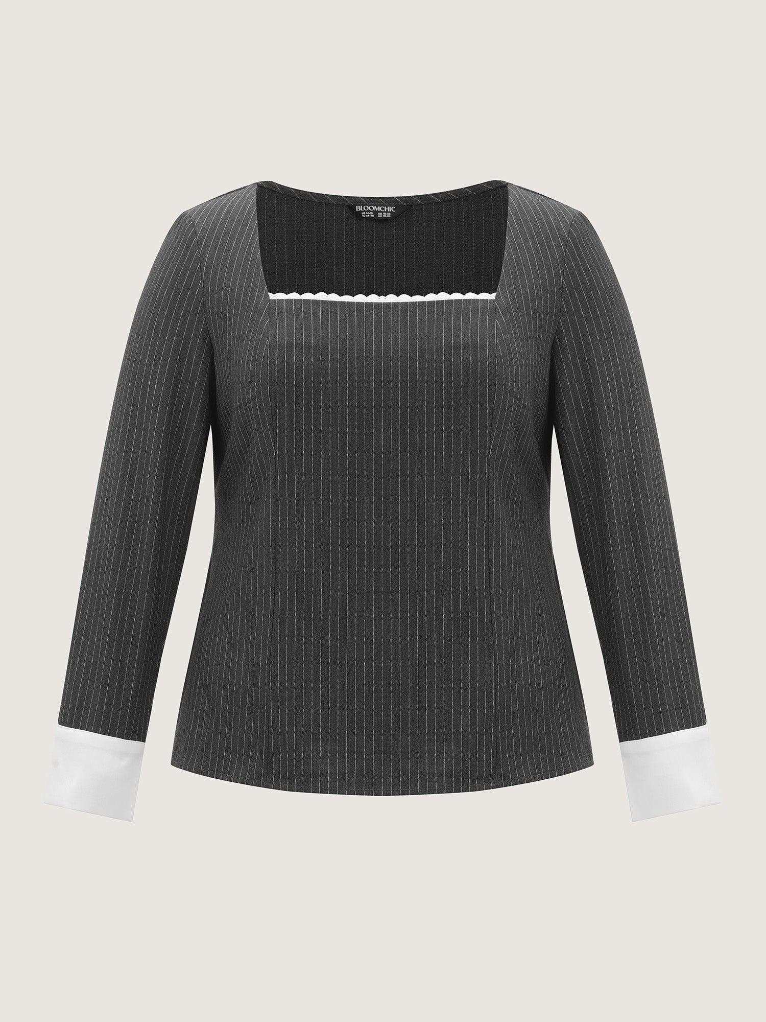 Lace Trim Neckline Shirred Blouse Female Product Image