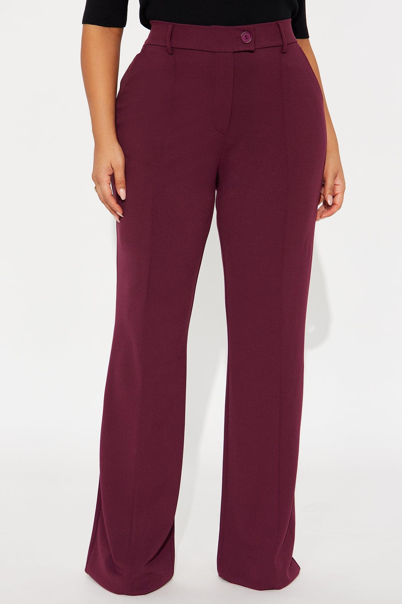 Tall Heidi Wide Leg Trouser Pant - Burgundy Female Product Image