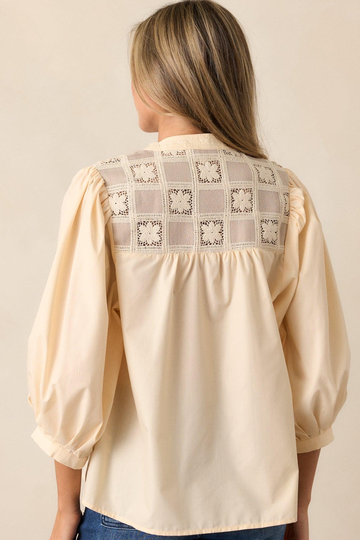 Days That Fade Almond Puff Sleeve Blouse Product Image