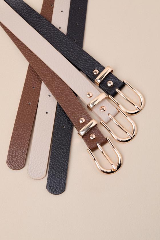 Hadley Black, Brown, and Ivory Three-Piece Belt Set Product Image