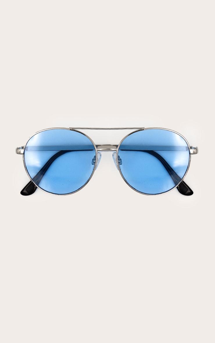 Silver Blue Gradient Lens Aviator Sunglasses Product Image