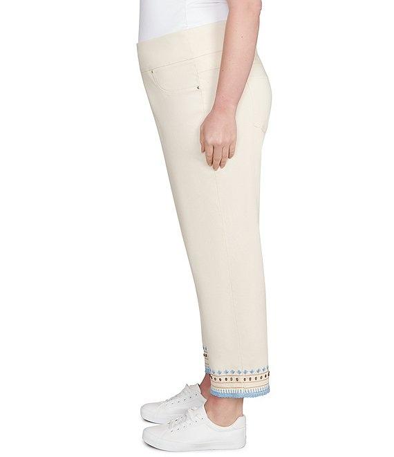 Ruby Rd. Plus Size Embroidered Beaded Hem Pull-On Ankle Pants Product Image