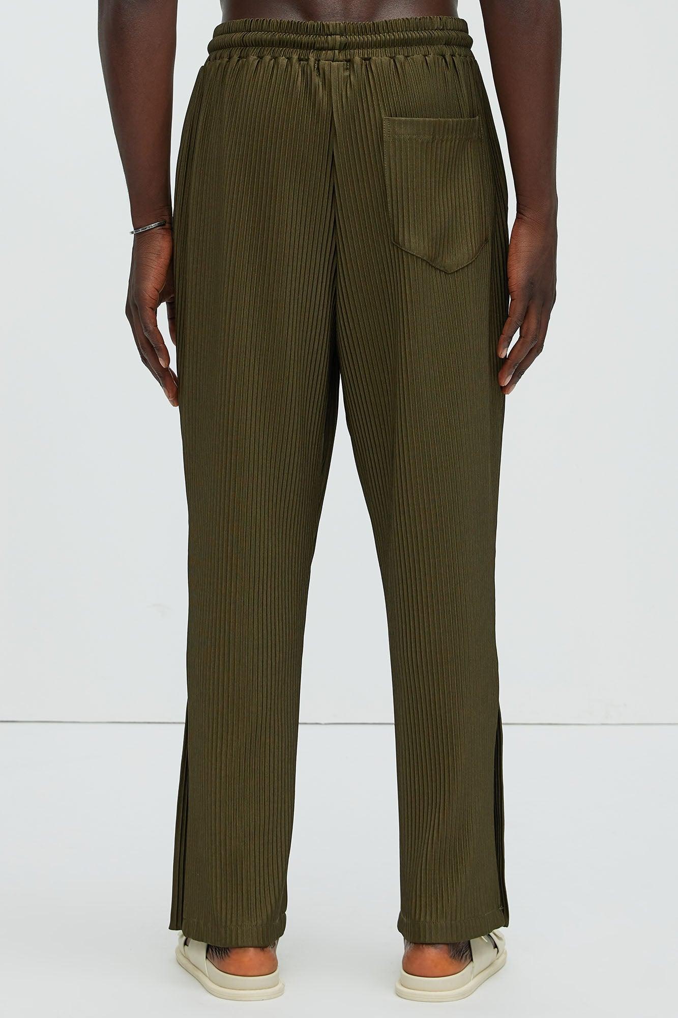 Potential Straight Pleated Pants - Olive Product Image